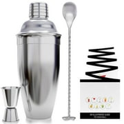 24 Ounce Cocktail Shaker Bar Set Accessories Martini Kit with Measuring Jigger