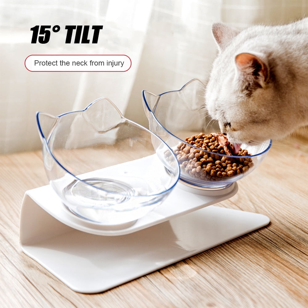 DMSL Cat Bowls Cat Bowl Set of 2 Non-Slip Stainless Steel Cat Bowl Cat Water Bowl Cat Bowl Raised Bowls and Drinking for Pet
