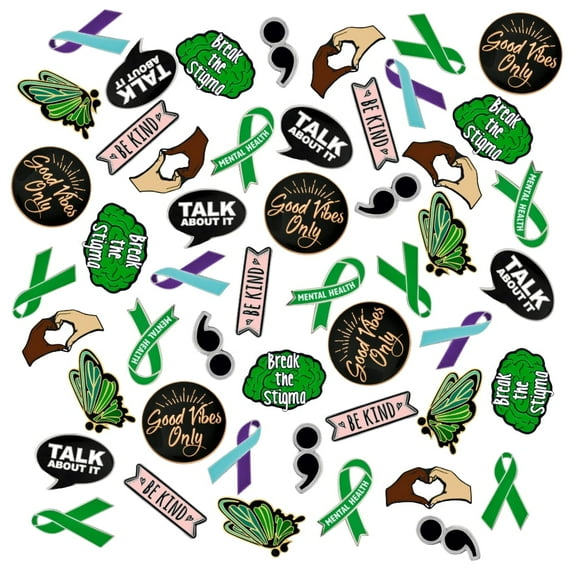 PinMart's 50 Piece Mental Health Awareness Bulk Enamel Pin Set