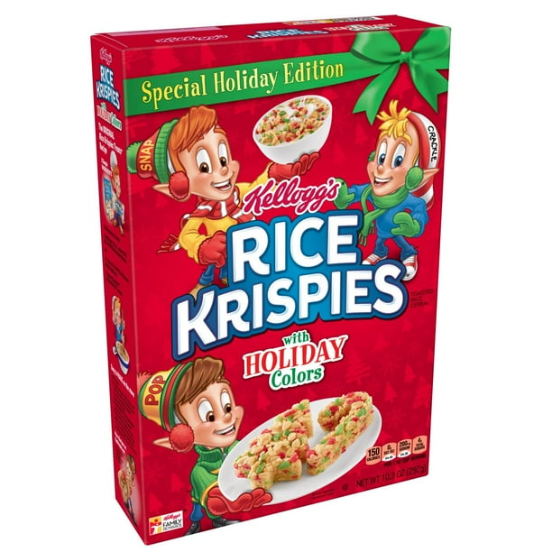 Kellogg's Rice Krispies, Breakfast Cereal, Original with Holiday Colors, 10.3 Oz