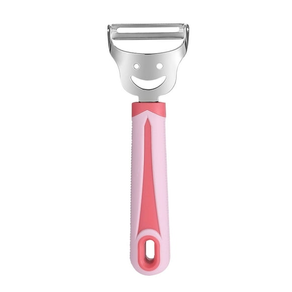 Pelador de Acero Inoxidable con Mango Ergonómico de PP, Diseño de Cara Sonriente, Rascador Multifuncional de Verduras y Patatas para Cocina, 1 Unidad
