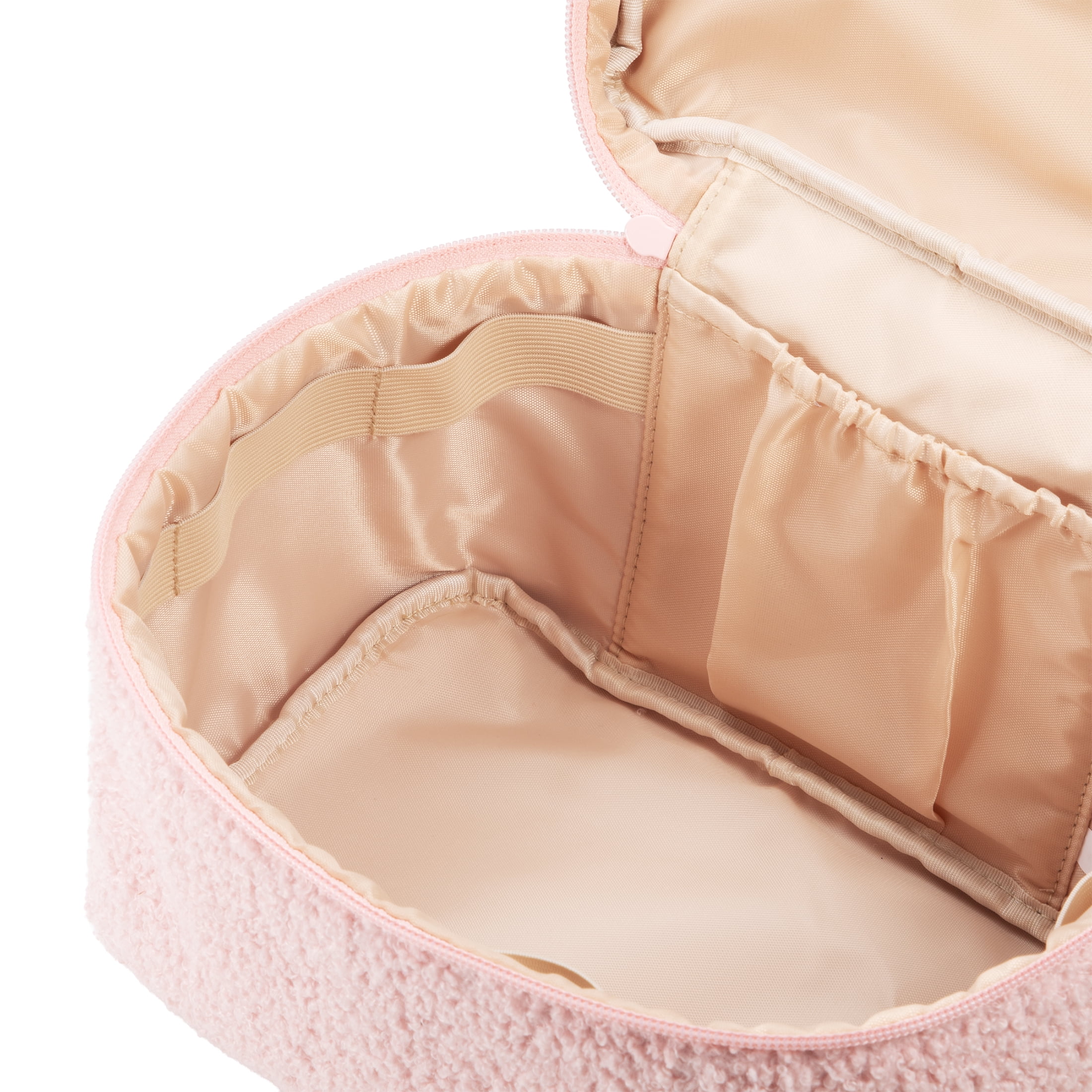 Fleece Cosmetic Bag with Zipper, Pink, 10" x 8.8"