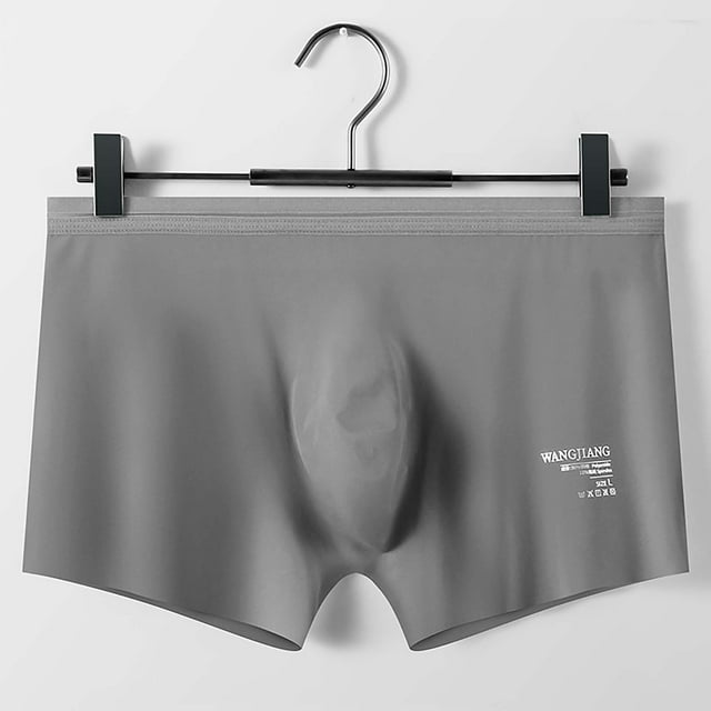 RXIRUCGD Mens Underwear Men's Solid Color Ice Silk Seamless One Piece Boxer Briefs