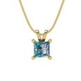 thumbnail image 3 of 0.5 ct Brilliant Princess Cut Solitaire VVS1 Genuine Blue Moissanite Solid 14k Yellow Solid Gold Everyday Affordable Designer Necklace Pendant with 18" Solid Gold Chain by Clara Pucci, 3 of 6