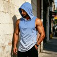 thumbnail image 5 of LNZGNM Men's UPF 50+ Short Sleeve Sun Hoodie – Quick-Dry Rash Guard for Fishing & Hiking, Lightweight Athletic Workout Top,Blue(XL), 5 of 7