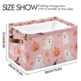 thumbnail image 4 of Yayeee Canvas Storage Basket with Handles for Shelves Fabric Bins Closet Organizer, Cute Pink Halloween, 4 of 8