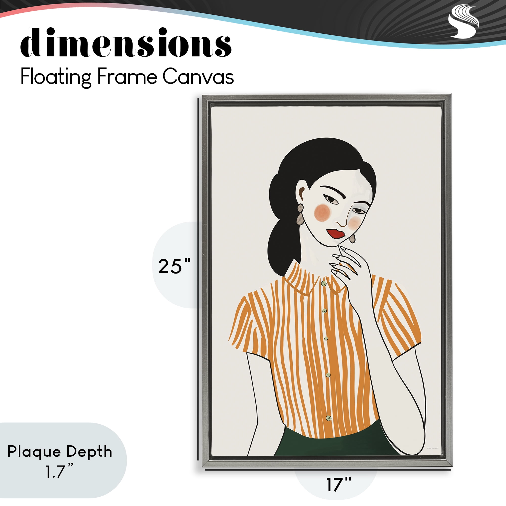 Stupell Industries Woman in Orange Blouse Gray Framed Floater Canvas Wall Art, design by Omar Escalante