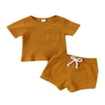 thumbnail image 1 of Baby Sets Ribbed Knit Short Sleeve T-shirt Shorts, 1 of 6