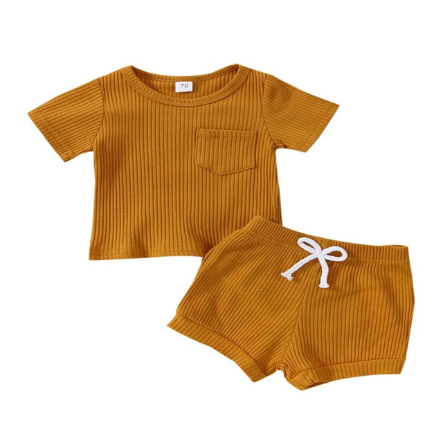 T-shirt à Manches Courtes en Tricot Côtelé pour Bébé