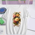 thumbnail image 2 of Pxxlle Flower Graphic Tees for Women Casual Short Sleeve Cotton T Shirts Loose Fit Round Neck Going Out Tops (White L), 2 of 5