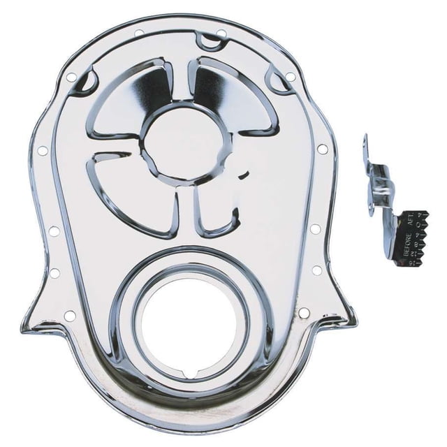 Trans-Dapt Performance Chrome Timing Chain Cover and Timing Tab- 1965-90 Chevy 3