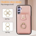 thumbnail image 6 of REQO Phone Case for Samsung Galaxy S23 FE 5G Wallet Cell Cover with Tempered Glass Screen Protector and Crossbody Strap Ring Stand RFID Credit Card Holder S 23 EF S23FE 23S Women Girls Rose Gold, 6 of 7