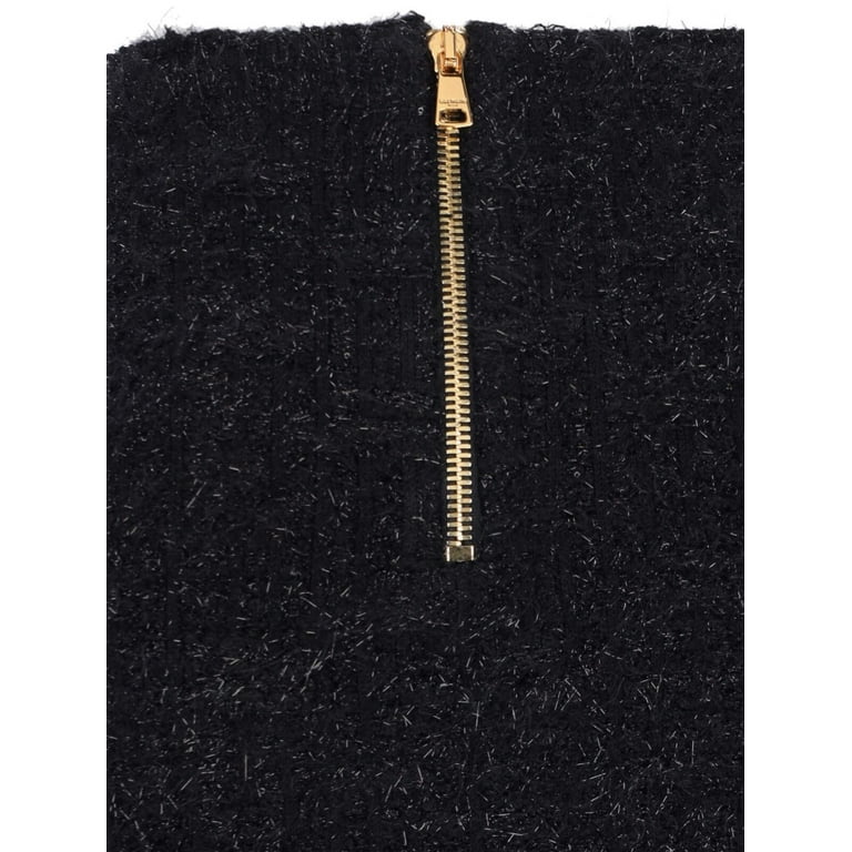 Balmain Female Maze Monogram Tweed Skirt Black Sizes FR 32