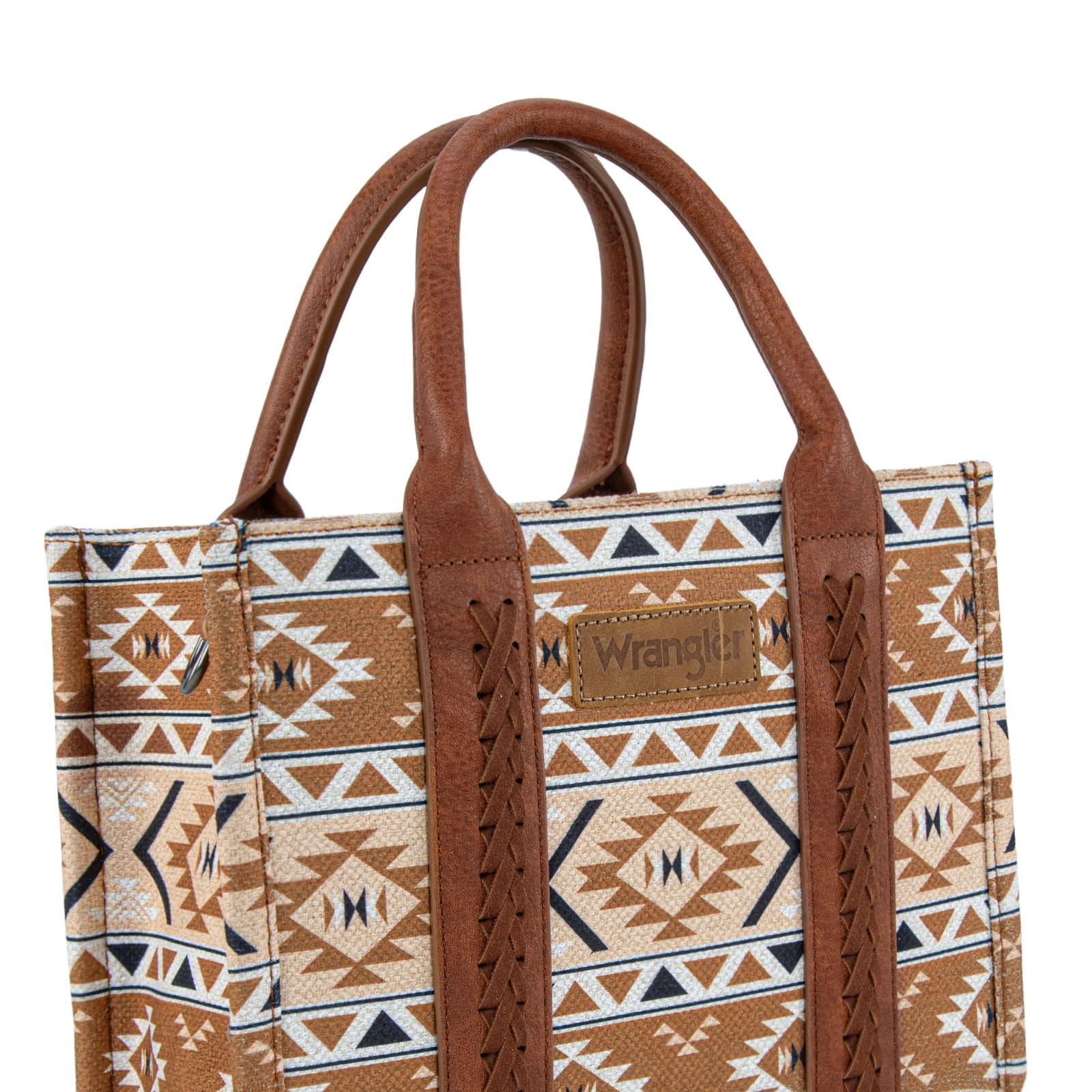 Wrangler Aztec Tote Bag for Women Boho Shoulder Purses and Handbags, Aztec Brown
