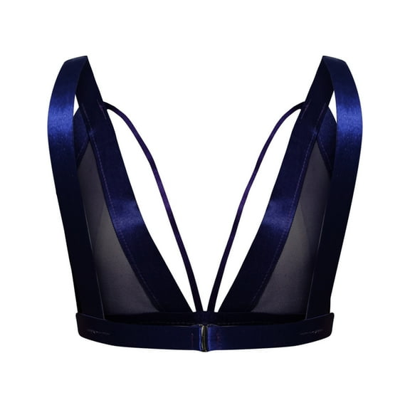 Odeerbi Lounge Bras for Women 2025 Elegant Sexy Soild Color Lace Vest Hollow Out Underwear Bikini Blue