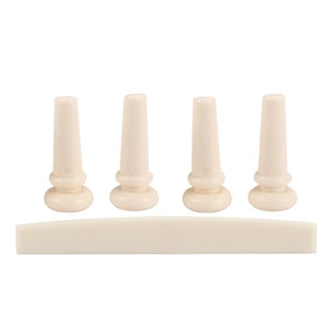 4 Pcs Broches de Pont en Plastique pour Guitare Basse Acoustique + 1 Selle de Remplacement pour Guitare Basse