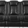 thumbnail image 2 of Benzara Upholstered Faux Leather Power Recliner Sofa with LED Lighting in Black, 2 of 6