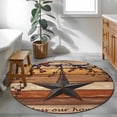 thumbnail image 3 of Texas Star Vintage Round Area Rug 3Ft Washable Small Circle Rugs for Kitchen Entryway, Berry Burnt Orange Brown Wooden Non-Slip Carpet Floor Mats Indoor Outdoor Carpet Runner Aesthetic Home Decor, 3 of 8