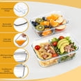 thumbnail image 5 of 20 Pcs Glass Food Storage Containers with Lids 22oz, 1 & 2 Compartment Glass Airtight Meal Prep Containers with Sauce Containers(10 Containers & 10 Lids), Oven & Freezer Safe, Leak Proof, Grey, 5 of 9