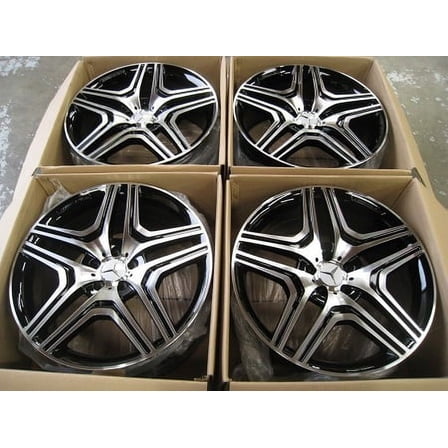 NEW 22 inch x 10 Alloy Wheels Rims Bolt Pattern 5x112 Black Machined Face  48 offset Set of 4