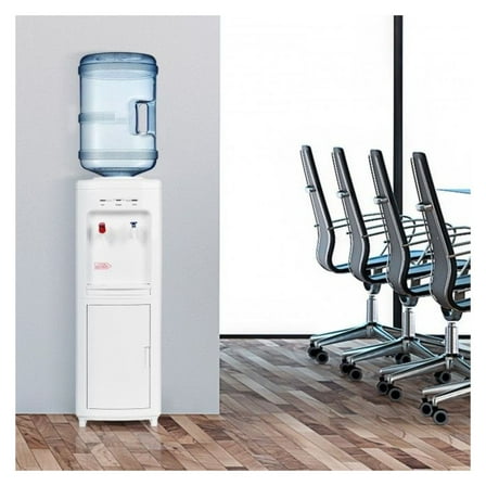 5 Gallon Water Cooler Dispenser with Child Lock - Hot & Cold Electric Top Loading Water Cooler for Home & Office - LED Indicator, Storage Cabinet, Fits 2-5 Gallon Bottles