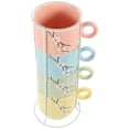 thumbnail image 4 of JUNWELL 1 Set of Porcelain Stackable Coffee Mugs Set with Metal Stand Ceramic Coffee Cups, 4 of 6