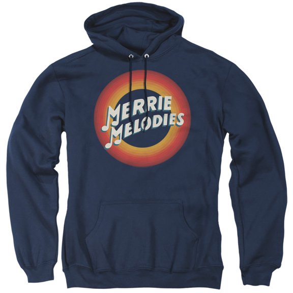 Looney Tunes Merrie Logo Adult Pullover Hoodie Sweatshirt Navy