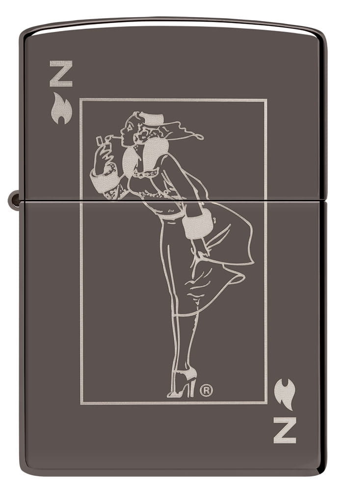 Zippo Windy Card Design Black Ice Pocket Lighter