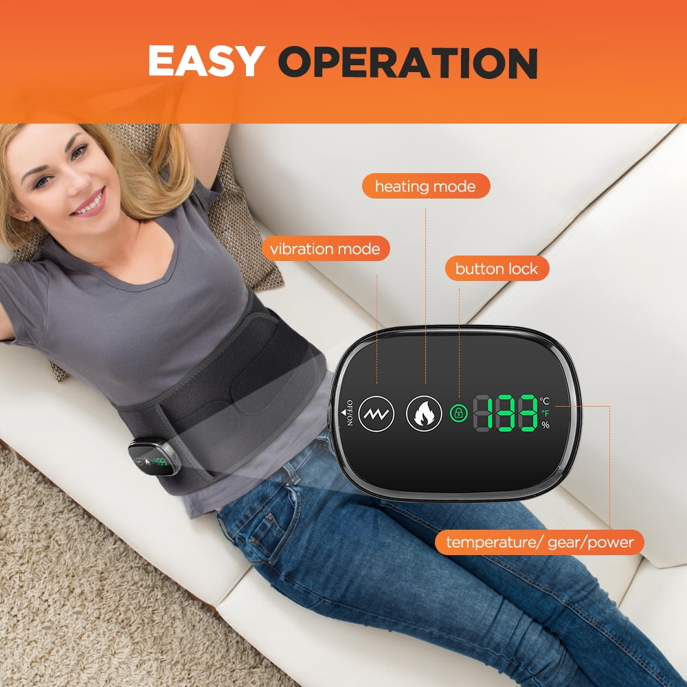 Flaremore Cordless Heating Pad with Massager for Back,Portable Lower Back Massager Waist Belt 5000mAh Black