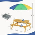 thumbnail image 3 of DORTALA Kids Picnic Table, 3-in-1 Water & Sand Activity Table with Height Adjustable Umbrella & Removable Tabletop, Outdoor Wooden Bench & Table Set for Toddler, for Garden, Yard & Patio, Natural, 3 of 14