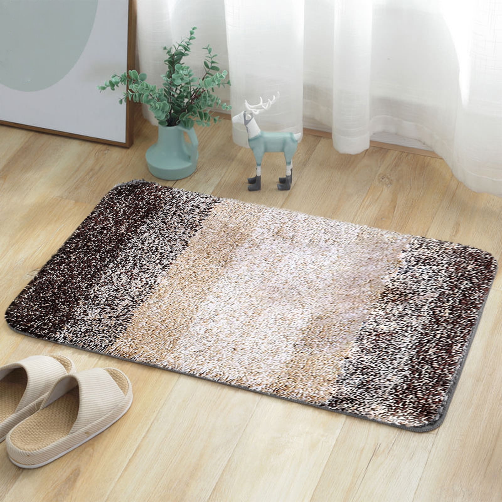Under $5! InsCrazy Bathroom Rugs Bedroom Mat Flocking Carpet Plushes Rug Bathroom Absorbent Non-Slip Mats Kitchen Foot Mats Machine Wash Bathroom Rugs for Bedroom Bath Tub 20" x 30"