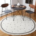 thumbnail image 2 of SAFAVIEH Easy Care Leptis Polka Dot Cotton Machine Washable Area Rug, Ivory/Black, 4' x 4' Round, 2 of 8