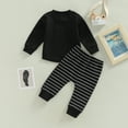 thumbnail image 4 of Douhoow 2pcs Toddler Baby Boy Long Pants Set Long Sleeve Pullover + Stripe Print Trousers 6M 12M 18M 24M 3T Kids Casual Outfits, 4 of 8