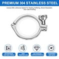 thumbnail image 3 of Uxcell Tri Sanitary Clamp Single Pin, 2Set Heavy Duty 304 Stainless Steel Clamp Sanitary Fittings with Wing Nut Silicone Gasket for Ferrule TC Tube OD 2.5", Silver, 3 of 7