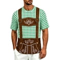 thumbnail image 3 of Telankuip Men's Bavarian Oktoberfest Shirt Summer Short Sleeve Crew Neck Plaid Printing and Funny 3D Graphic Tees Casual Loose Comfortable Breathable Festival T-Shirts 1-Green L, 3 of 5