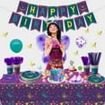 thumbnail image 5 of 167 Pcs Movie Butterfly Birthday Decorations - Butterfly Plates, Napkins, Banner, Cups, Tablecloth and Straws for Magic Party Decorations Butterfly Birthday Party Supplies, Serve 20, 5 of 7