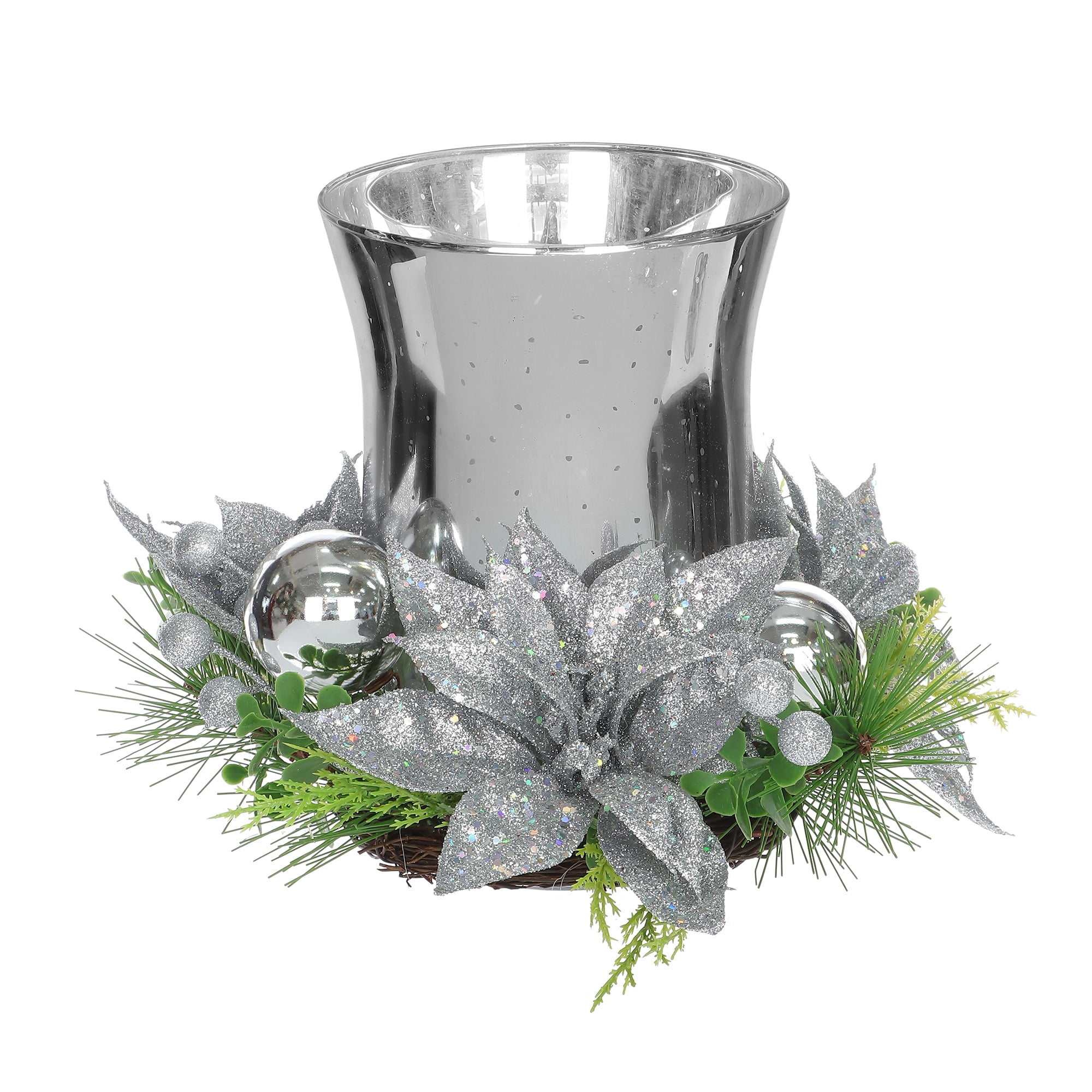 VACANCES TEMPS PL 8 en verre argenté Arrangement Décoration intérieure HOLIDAY TIME PL DECORATION ARGENT