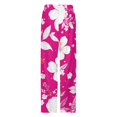 thumbnail image 4 of Red with White Hibiscus Hawaiian Flower Pattern-1 Pajamas For Women Loose Retro Night Pajama Pants Comfortable Sleepwear Bottoms Homewear, 4 of 6