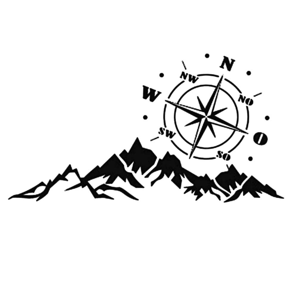 Walbest Car Decals Compass with Mountain Stickers Waterproof Vinyl Hood Decal/Car Window Stickers/Auto Graphics Body Side 1 PCS Car Stickers for Wrangler SUV Decoration (White) - image 5 of 6