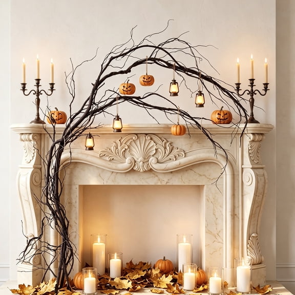 LOWLHOME 70-Inch Artificial Curved Dead Branch Vine, Bendable Faux Dry Twig Garland, Black Gothic Halloween Decor for Arch Jungle Halloween Patio Decoration