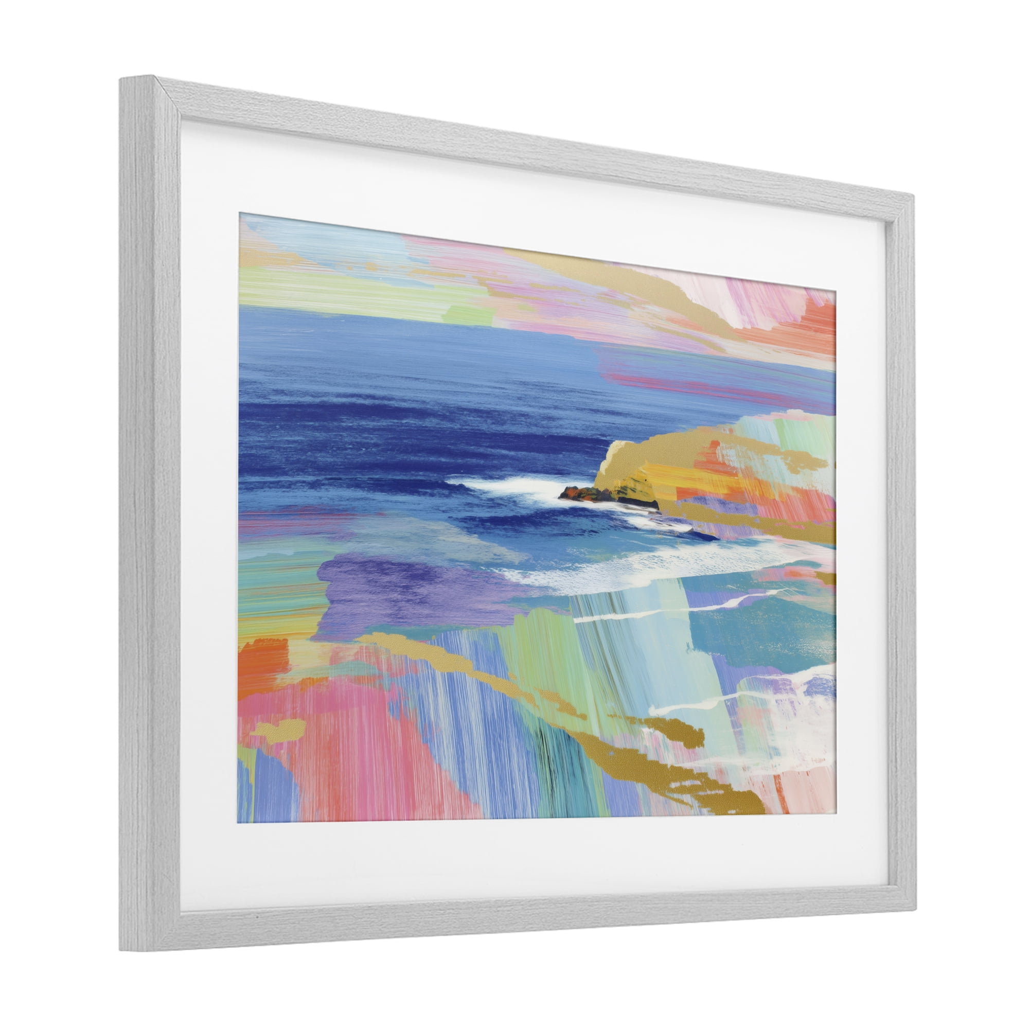 Stupell Industries Hawaii Coastline Abstraction Gray Framed Print Under Glass, design by Chromatic Storm Studio