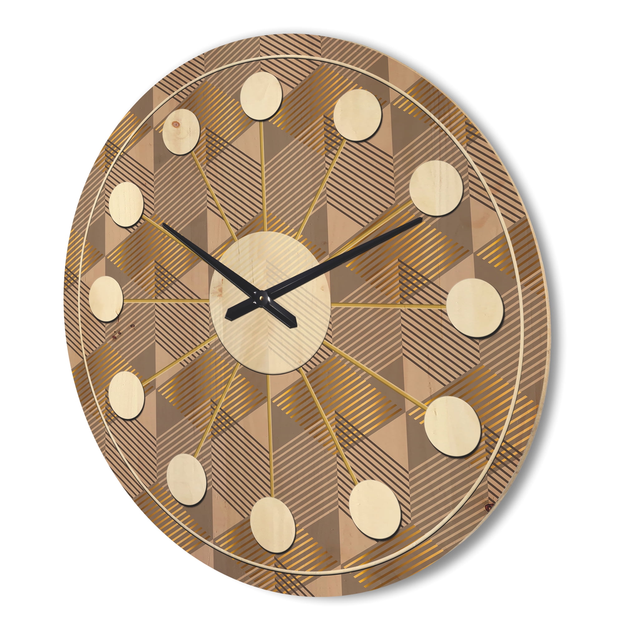 Designart 'Square Retro Design VI' Mid-Century Modern Wood Wall Clock