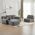 thumbnail image 6 of Weetoo 3-Seater Sectional Sofa , Corduroy Upholstery Sleeper Loveseat Large Couches with Pillows, 6 of 9