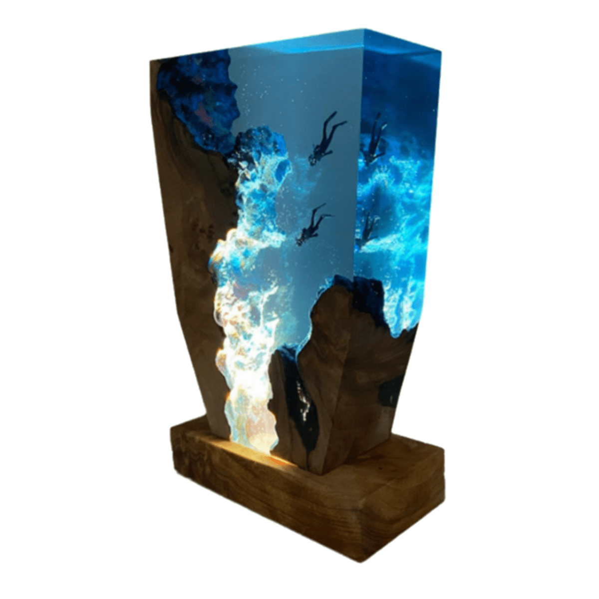 Seabed Exploration Organism Resin Table Light 2 Divers Resin Table Light Seabed Exploration Theme Night Light 8x5 Inches,1 x Seabed World Organism Resin Table Light