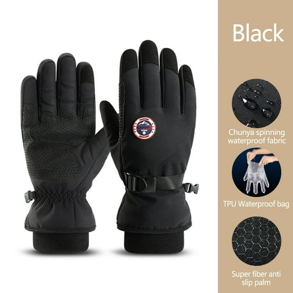 Winter Ski Gloves for Men Women, Touchscreen Cold Weather Gloves with Windproof Water-Resistant Design for Cycling Snow Sports(Black-L)