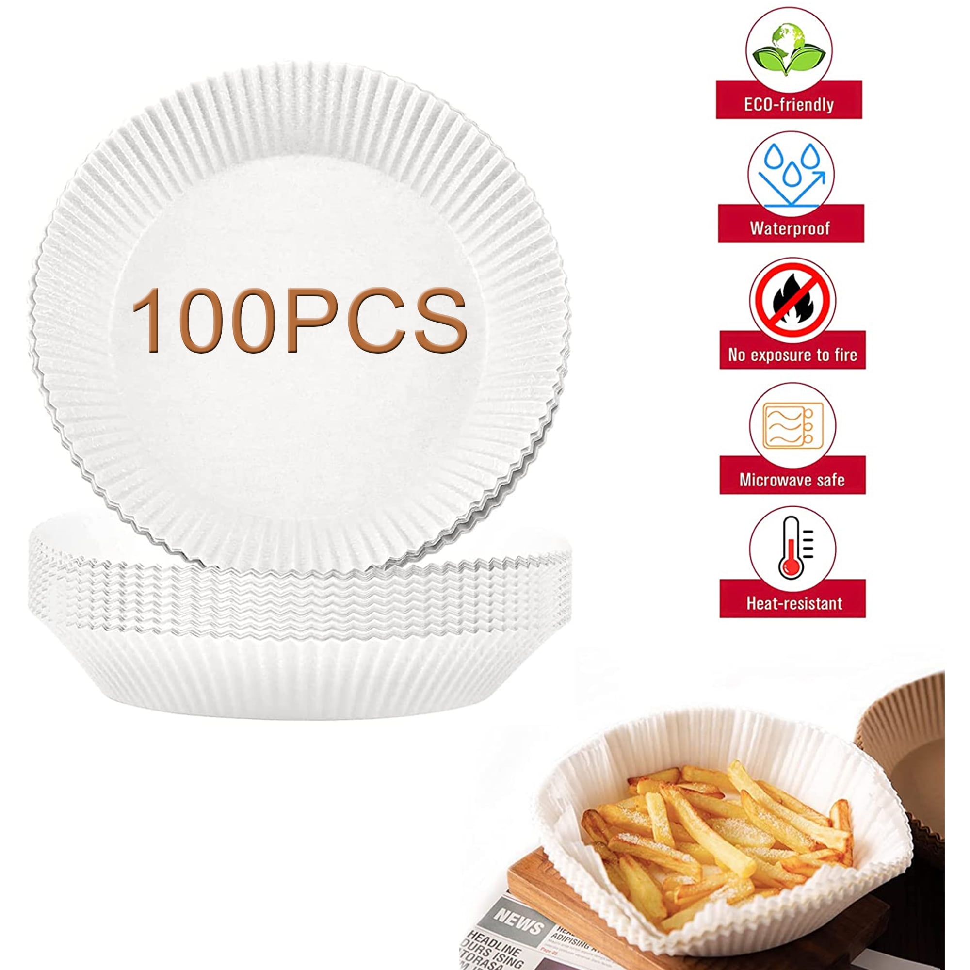  Air Fryer Paper Liner Disposable: 100PCS 8 Inch Airfryer Insert  Parchment Paper Sheets, Grease and Water Proof Non Stick Basket Liners for  Baking Cooking Roasting from ctizne : Home & Kitchen