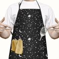 thumbnail image 2 of Black Star Planet Moon Pattern Apron-Garden Aprons for Women with Pockets-Cotton Linen Waterproof Kitchen Cooking Gardening Aprons Adjustable for Kitchen,Cooking,BBQ and Salon 33x27 Inch, 2 of 7