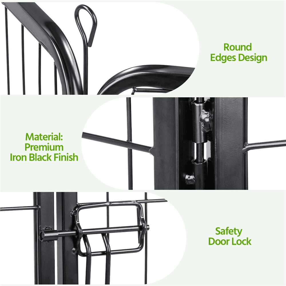 Renwick 12 Panels Heavy Duty Dog Playpen Pet Exercise Fence Black