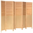 thumbnail image 2 of Oriental Furniture 6 ft. Tall Louvered Beadboard Room Divider Natural - 6 Panel, 2 of 6