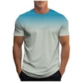 thumbnail image 1 of FRSASU Men's Summer Shirts Casual Short Sleeve Crewneck Tops Stylish Gradient Color Athletic Comfort Basic T-Shirt Light Blue, 1 of 5